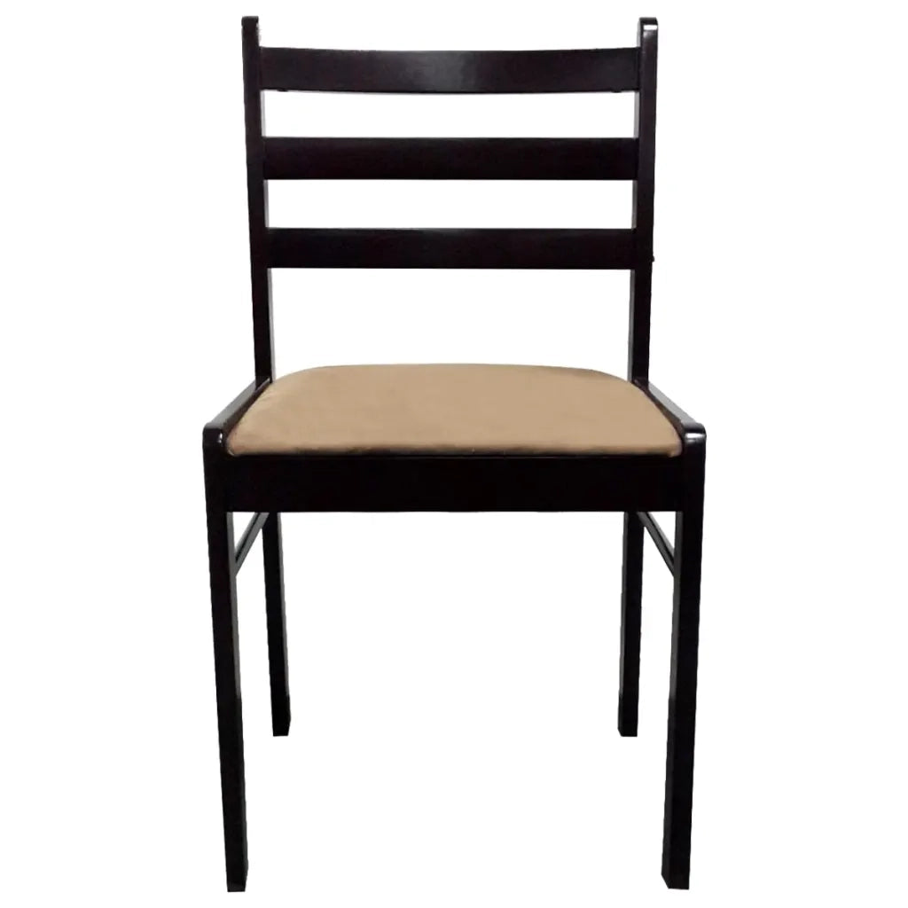 Sedie da Pranzo 4 pz Marroni Legno Massello di Hevea e Velluto 242029