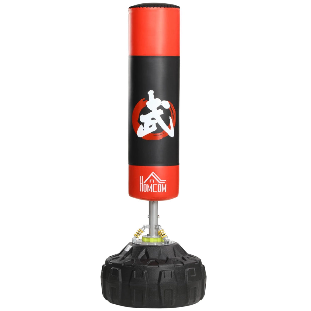 Sacco da boxe in piedi con supporto ¨C Zephmum ¨C Nero e Rosso, ?60x180 cm, base riempibile con sabbia/acqua