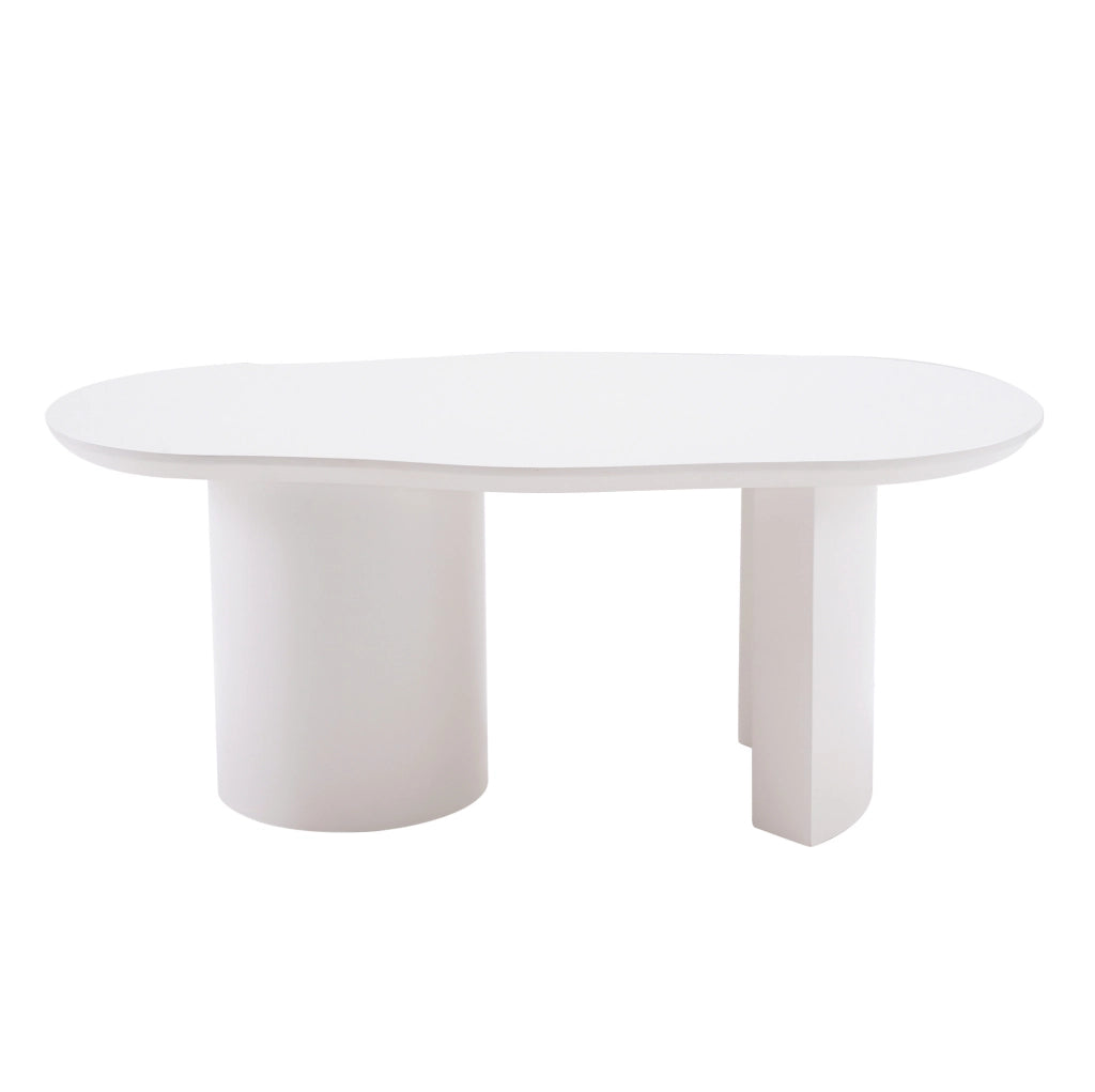 Tavolino da caffè 100x40-50x40.5 cm con design irregolare in MDF laccato bianco