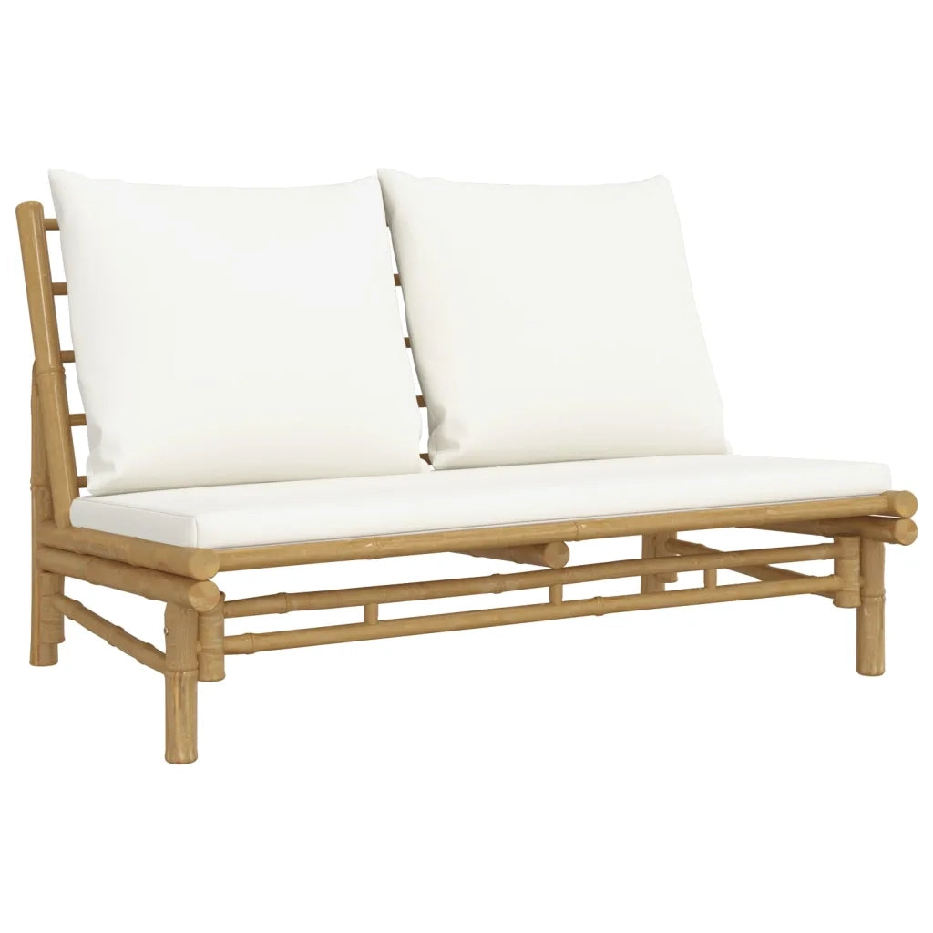 Salotto da Giardino-Set Salotto da Giardino 2pz con Cuscini Bianco Crema in Bamb¨´ 421530