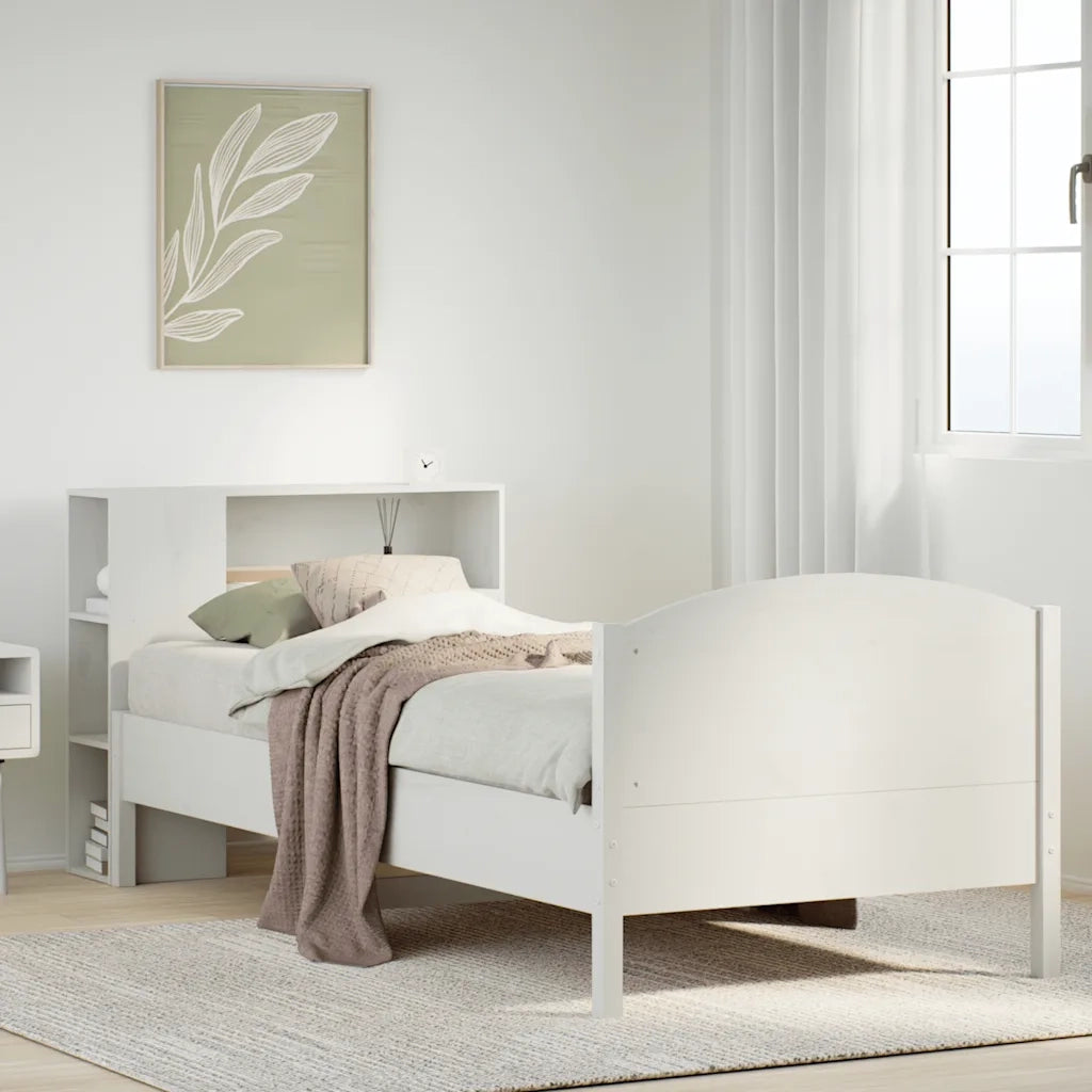 Letto singolo | Letto per adulti | Letto con Libreria senza Materasso 75x190 cm in Legno Pino