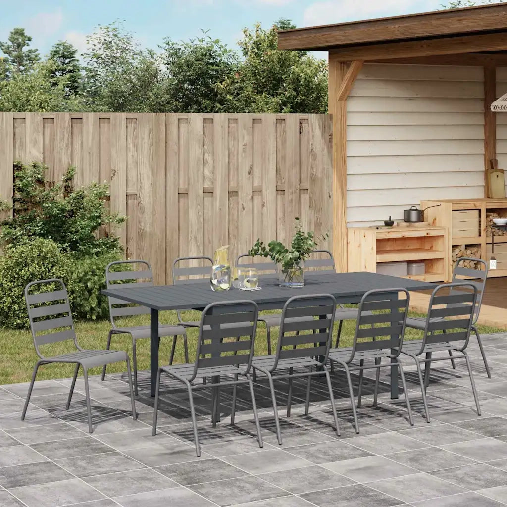 vidaXL Set da Pranzo per Giardino 11 pcs Antracite Acciaio