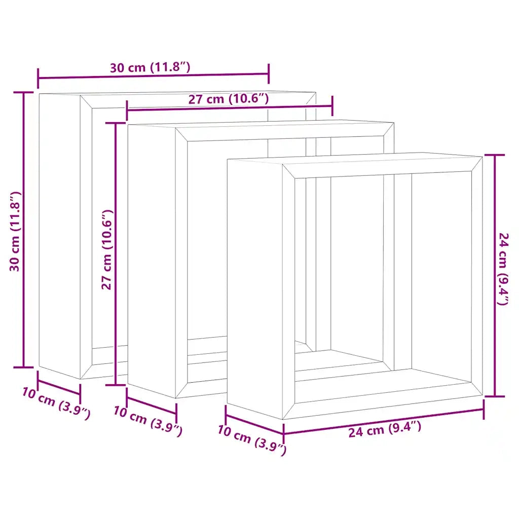 Mensole da Parete a Cubo 3 pz Bianco e Rovere Sonoma cod mxl 33001