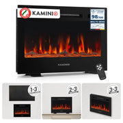 KAMINIO Camino elettrico MARLON - Camino elettrico 3 in 1 con riscaldatore, effetto fiamma 3D, 12 colori di fiamma, telecomando - 24 pollici