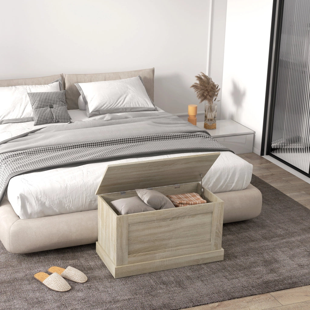 Cassettiera baule portaoggetti ¨C Xylo ¨C legno naturale 80x40x45cm con cerniere sicurezza