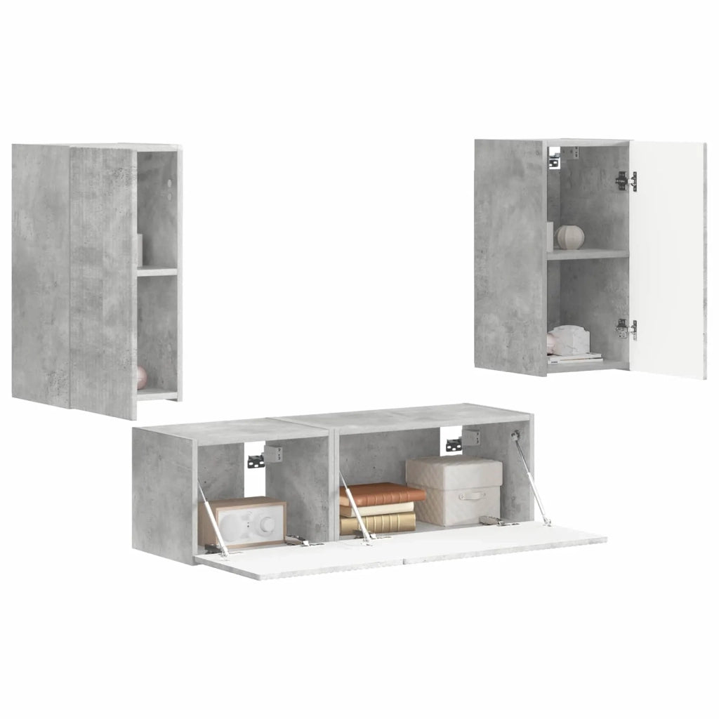 Set di Mobiletto da TV a Parete 4 pcs Grigio cemento 3408910