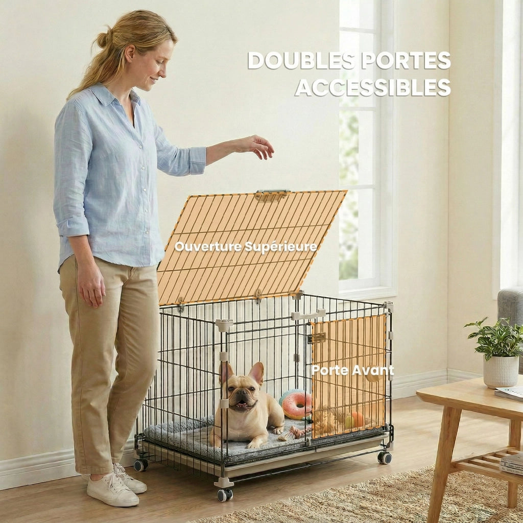 Cage per Cani ¨C Zephmum ¨C Nero, 60.5x45.5x54.5 cm