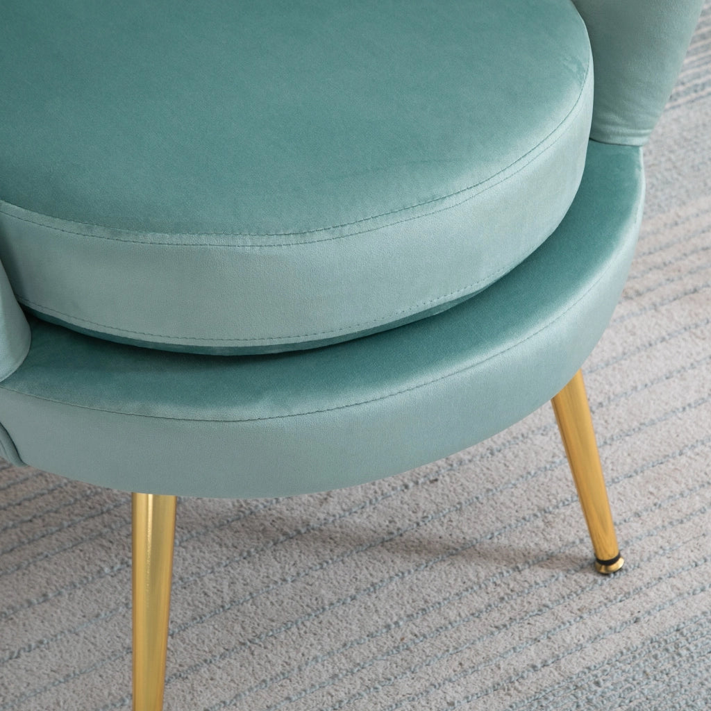 EasyComfort Poltroncina Vintage di Design in Velluto Blu, Poltroncina da Camera con Schienale Alto 76x67x74cm, Verde