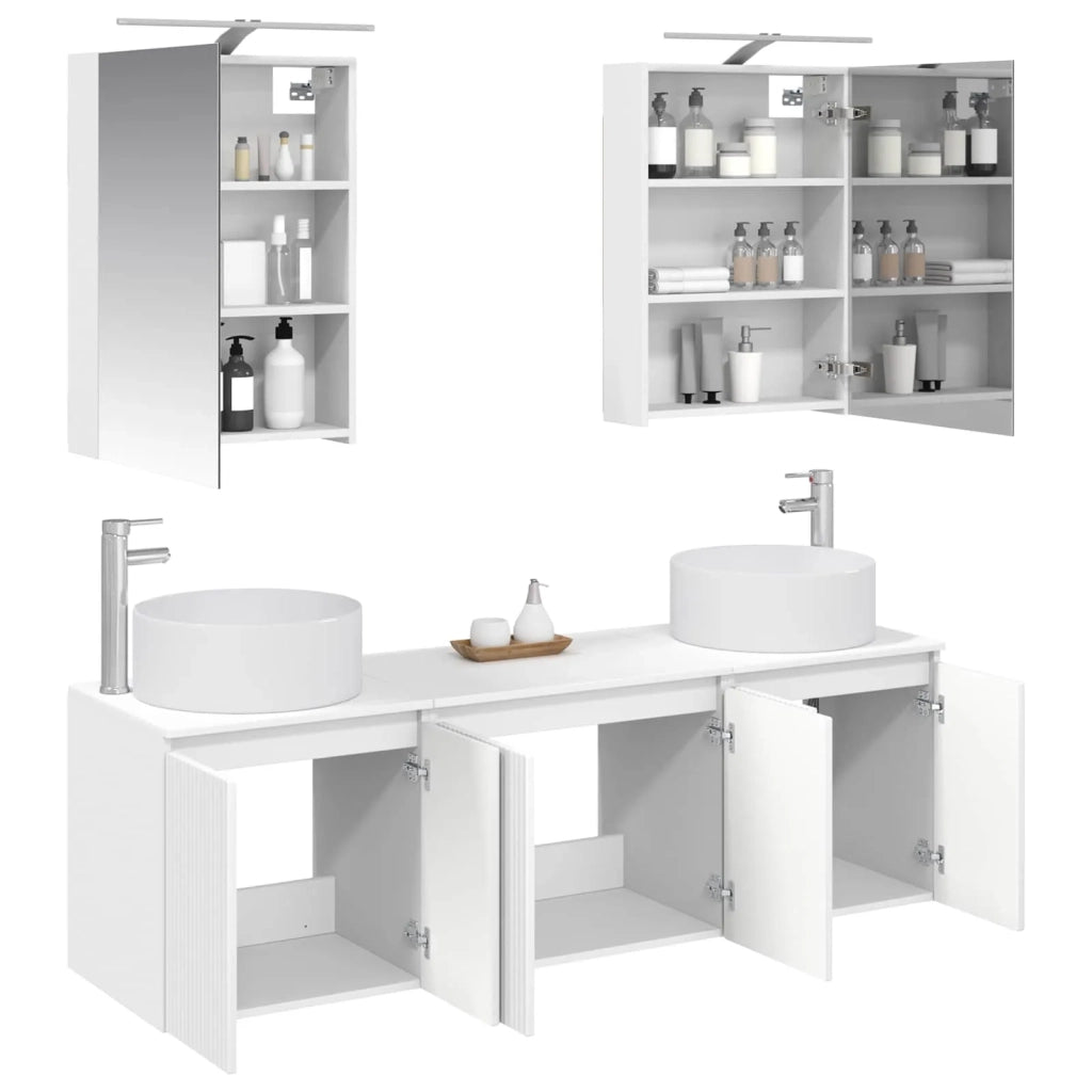 Set di Armadi da Bagno 5 pcs Bianco Legno ingegnerizzato 3406551
