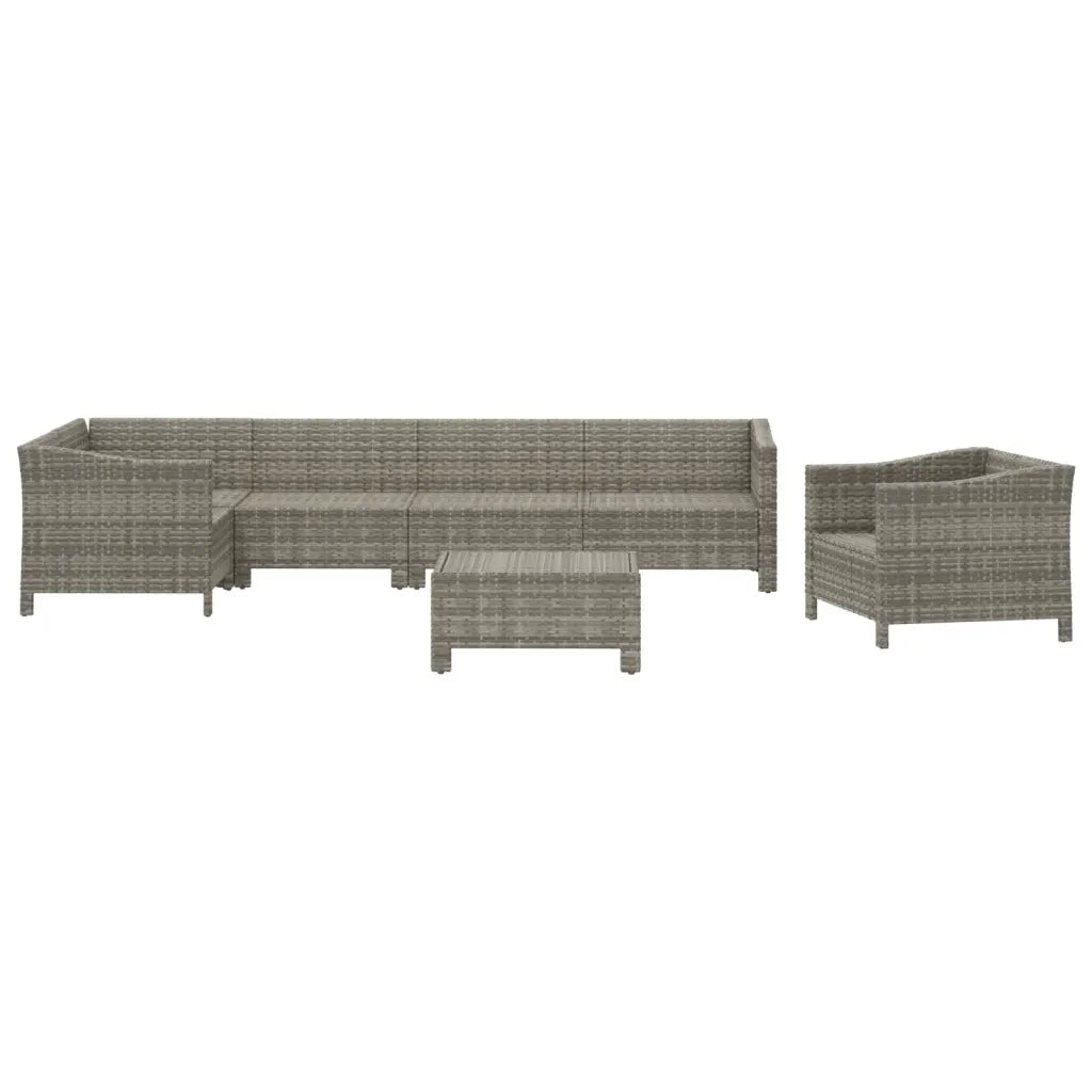 Set Divani da Giardino 7 pz con Cuscini in Polyrattan Grigio 3187283