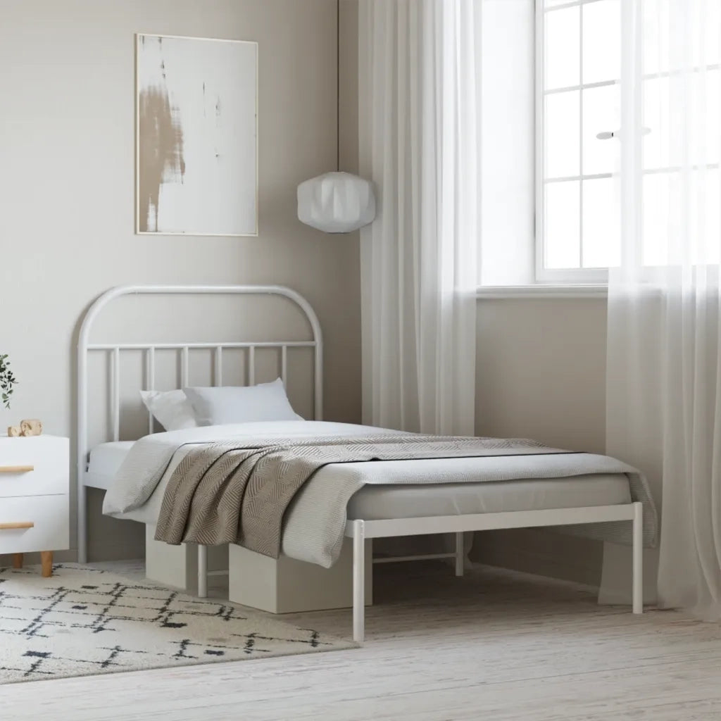 Giroletto con Testiera Metallo Bianco 107x203 cmcod mxl 81619