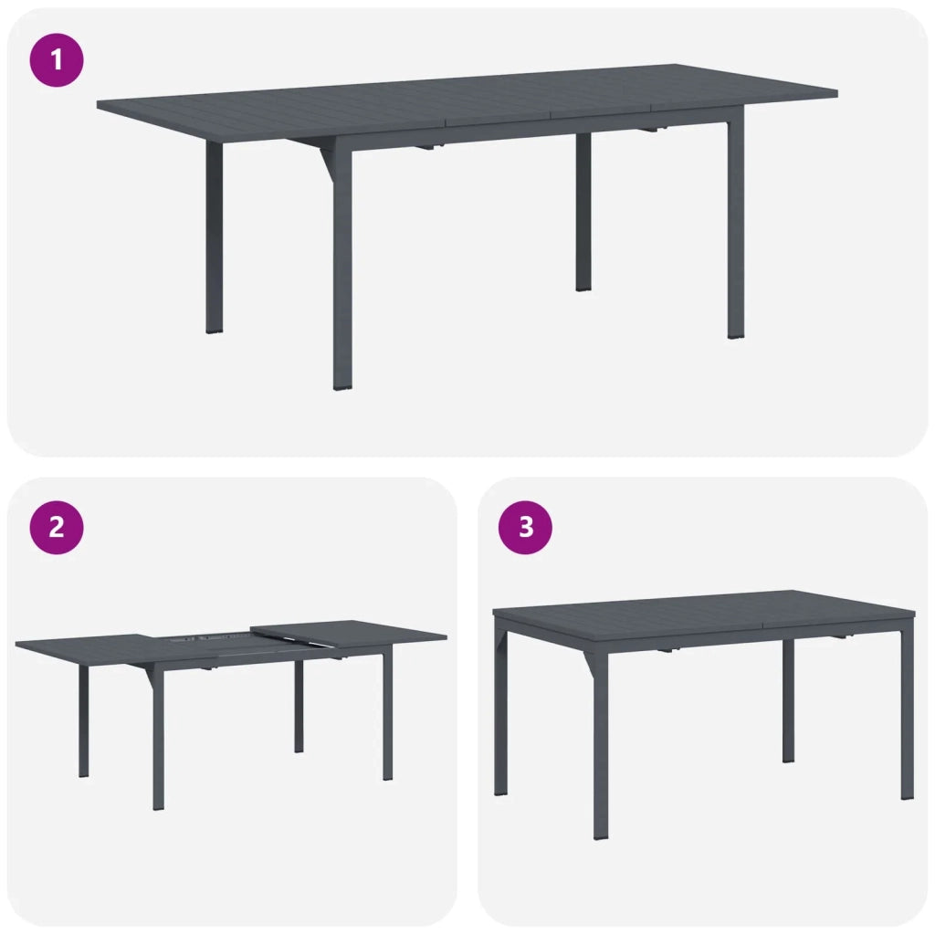 Set da Pranzo per Giardino 9 pcs Antracite Acciaio 3378834