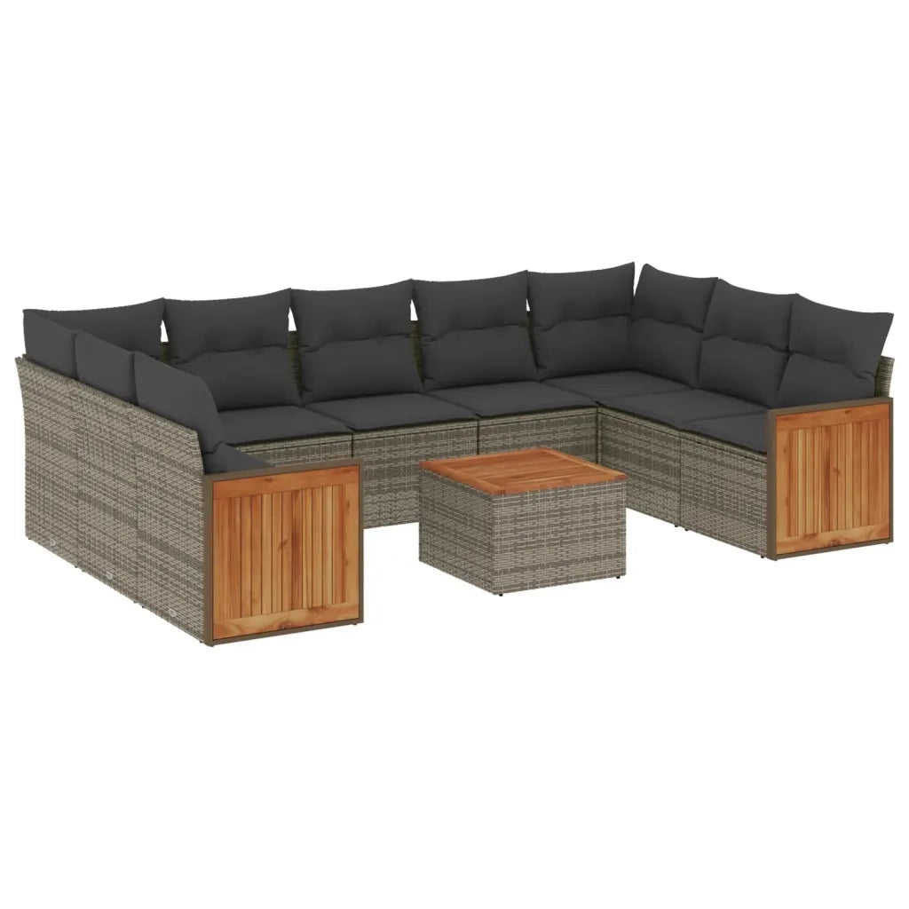 Set Divano da Giardino 10 pz con Cuscini Grigio in Polyrattancod mxl 113968