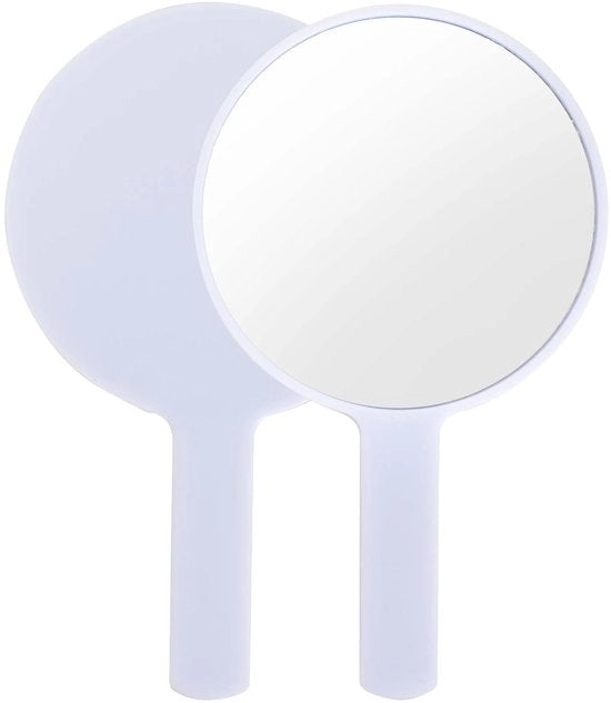 Specchio Manuale a Manico, Specchio Manuale Professionale con Manico, Specchio a Sfera per Trucco, Specchio per Capelli, Specchio Cosmetico, Specchio a Sfera Portatile, Utilizzo a Casa, Utilizzo da Viaggio (Bianco)