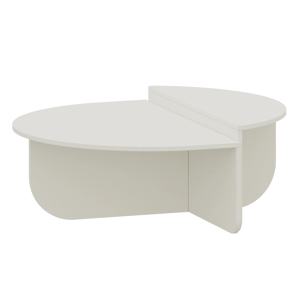 Tavolino Basso da Salotto Tondesdaslo con 2 Piani Semicircolari di Diverse Misure - Bianco [en.casa]