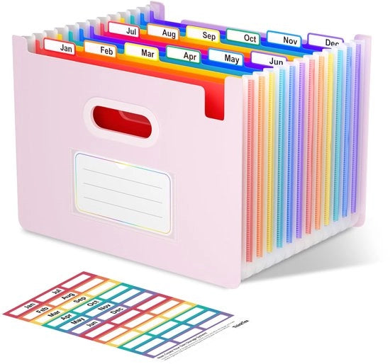 Organizzatore A4 per documenti, con 12 compartimenti, aperto in verticale e con cerniera, organizzatore portatile per documenti da ufficio o domestici