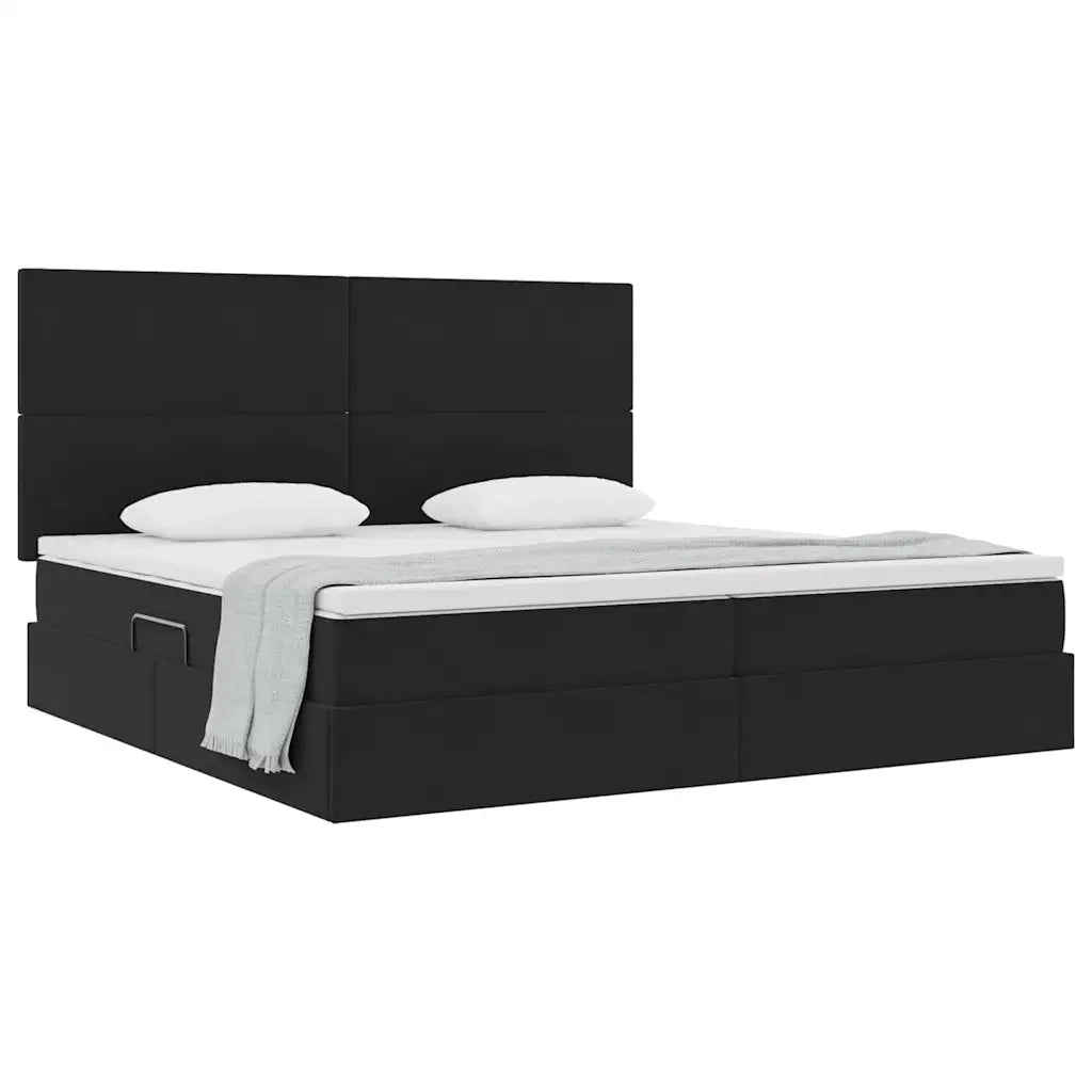 Letto con contenitore e materasso Nero 200 x 200 cm Velluto