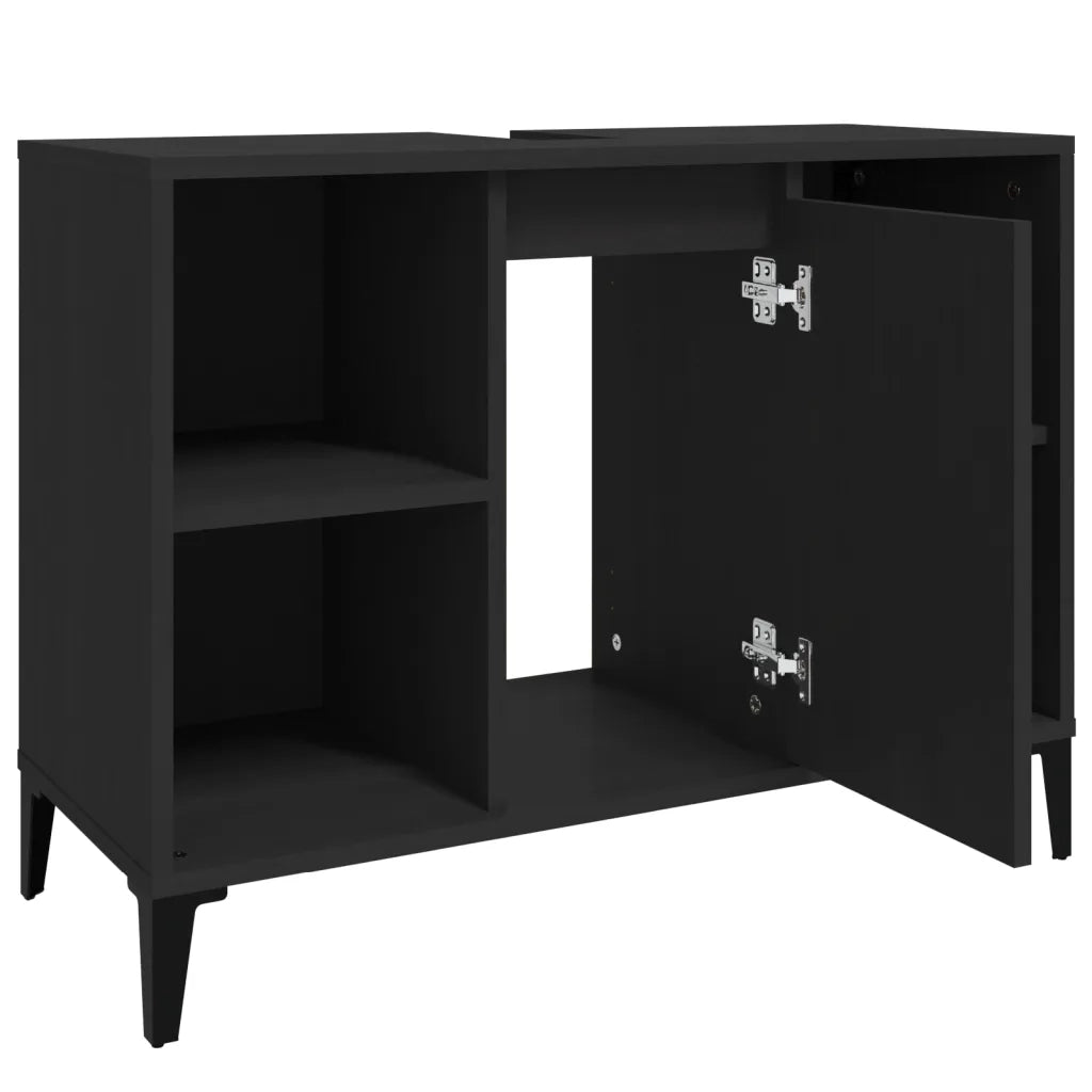 Mobile Lavabo Nero 80x33x60 cm in Legno Multistrato 821293