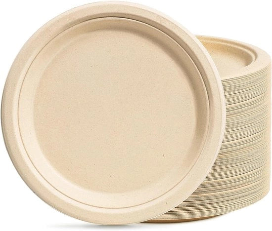Piatti di carta riciclabili marroni - 100 pezzi - Tavoliere forti per picnic, matrimoni e BBQ - 10 pollici