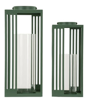 Lanterne Linee Coppia 18,3x18,3x43,5 cm in Metallo e Vetro Verde