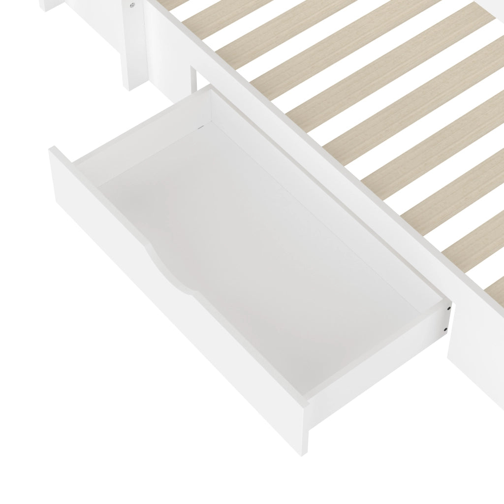 LETTO A CASTELLO 90x200 cm Legno di pino bianco con cassetto e vani portaoggetti