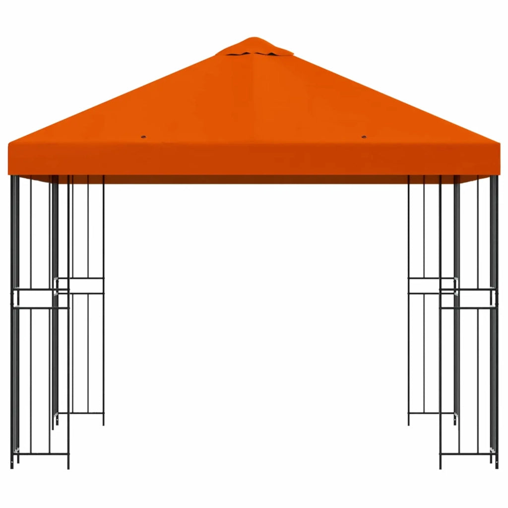 Gazebo | Pergolato 3 x 3 m Arancione Poliestere e Acciaio 190 gsm