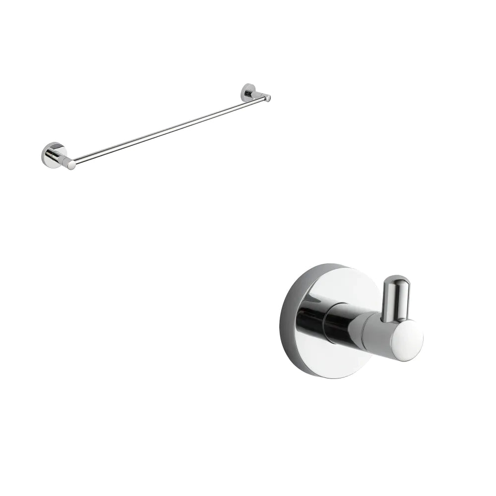 Set da bagno cromato 2 accessori: porta asciugamani 39cm e doppio appendino | Hook