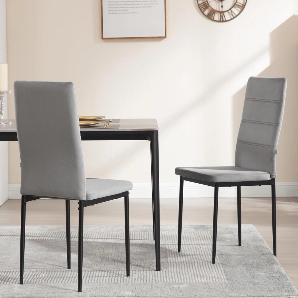 Sedie Sala da Pranzo Set di 4, Sedie da Cucina, Sedia da Pranzo con Schienale Alto, Senza Braccioli, per Soggiorno, Sala Reception, Sedie in Velluto con Gambe in Metallo, Grigio scuro,EZS47dgr-4