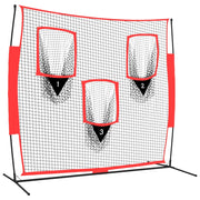 Rete Baseball Portatile Nera e Rossa 183x105x183 cm Poliestere CFW3563826