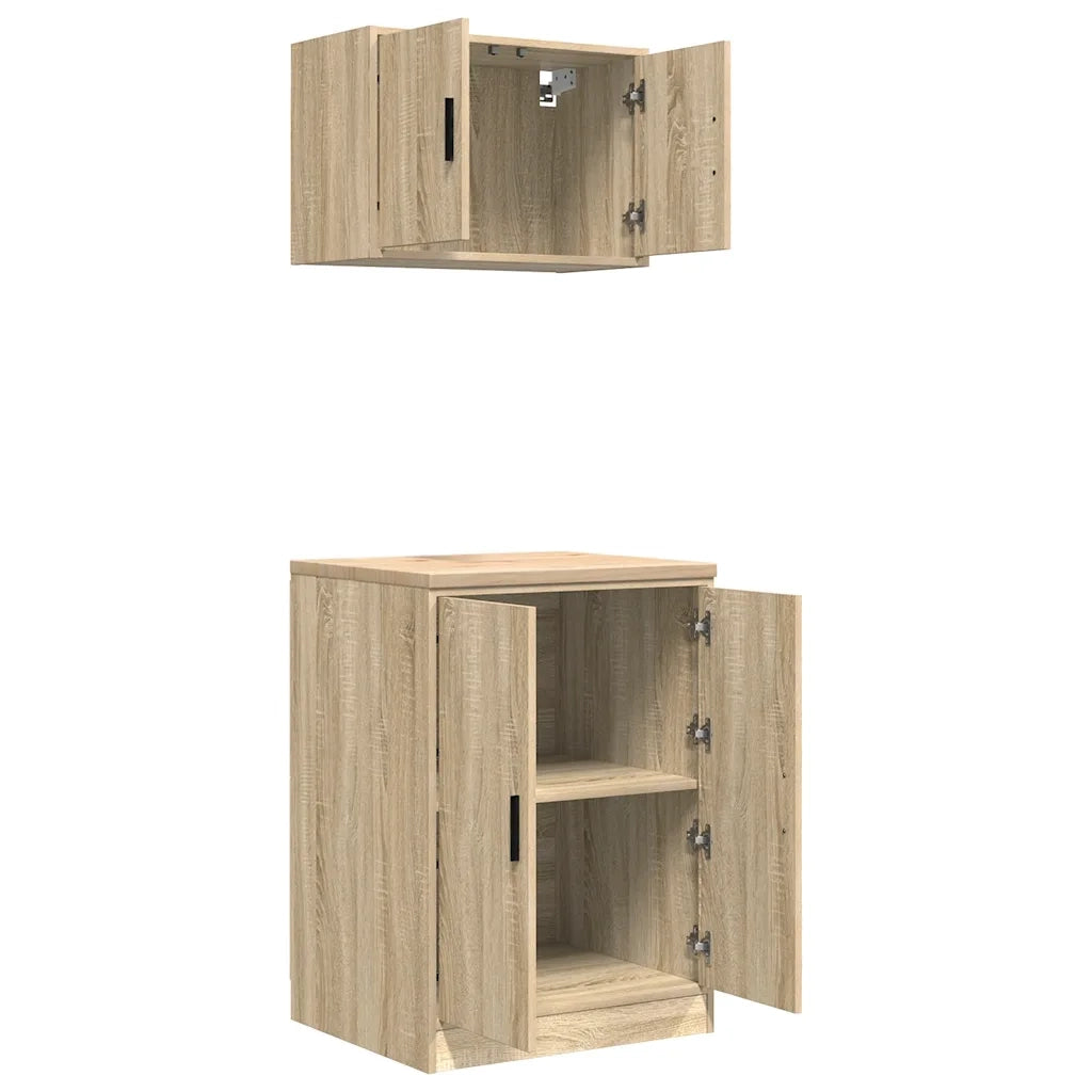 vidaXL Armadi da Garage 2 pz Rovere Sonoma in Legno Multistrato
