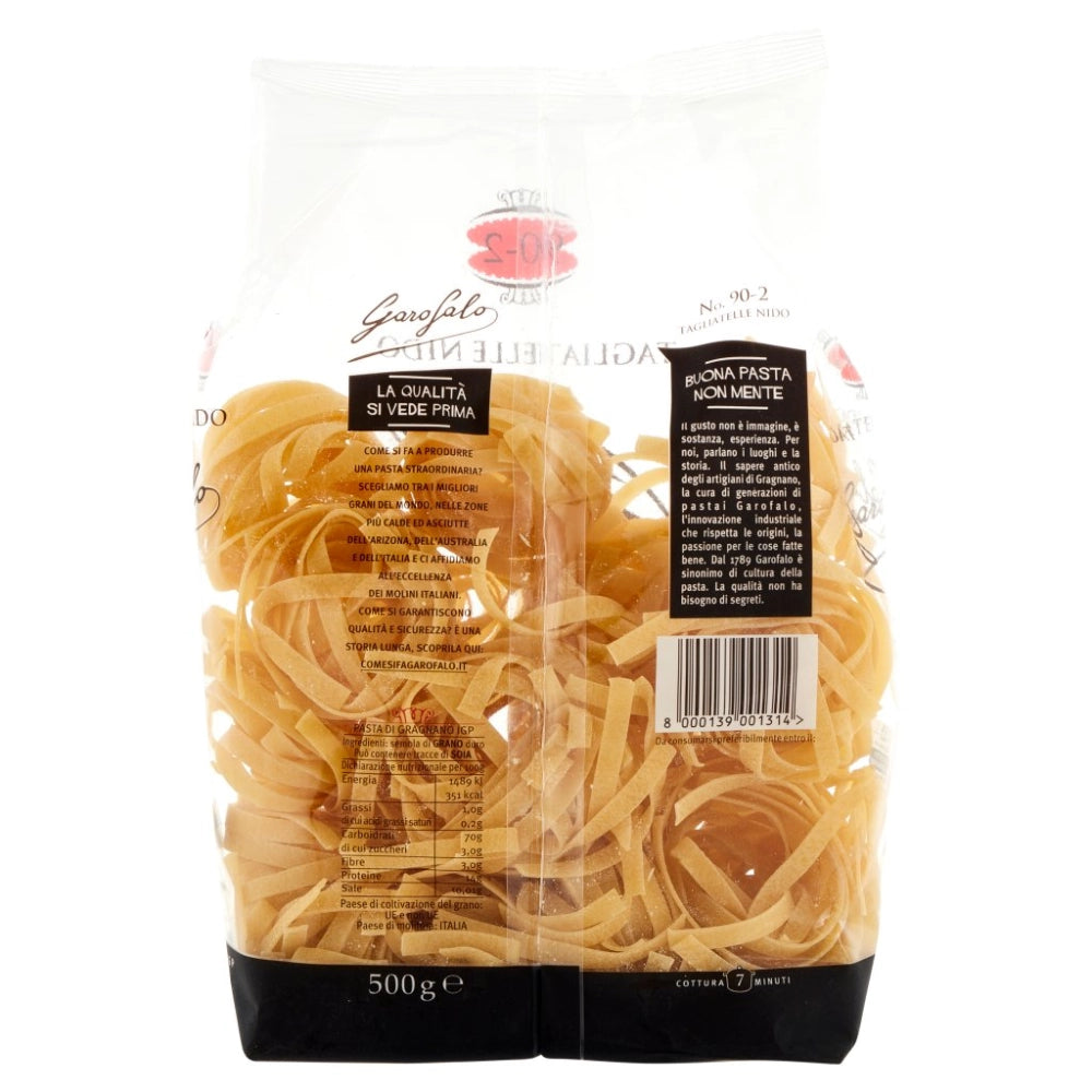 Pastificio garofalo tagliatelle nido n.90-2 pasta trafilata al bronzo 500 grammi