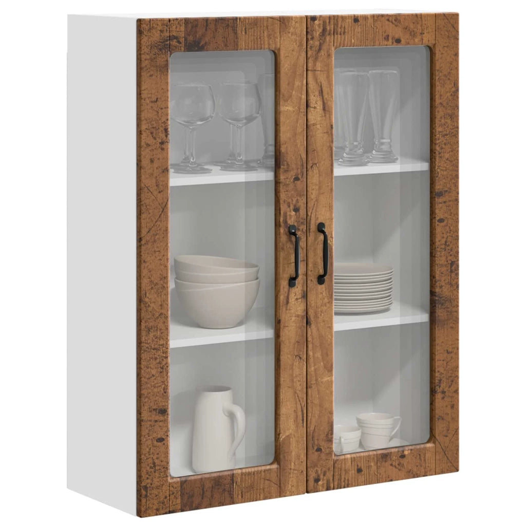 Pensile da cucina | Mobile in vetro da parete PORTO Legno vecchio 80 x 31 x 100 cm