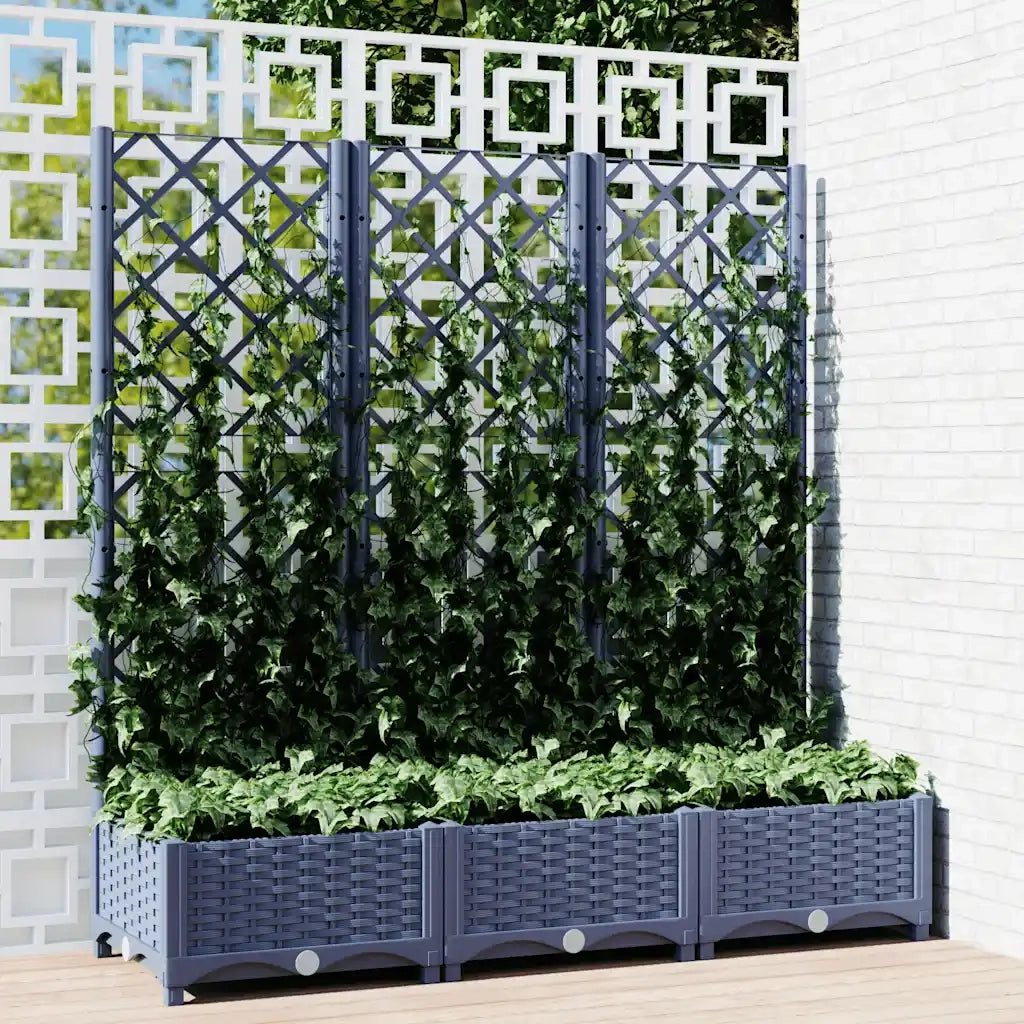 Fioriera da Giardino e Graticcio Grigio Blu 120x40x121,5 cm PP 318252