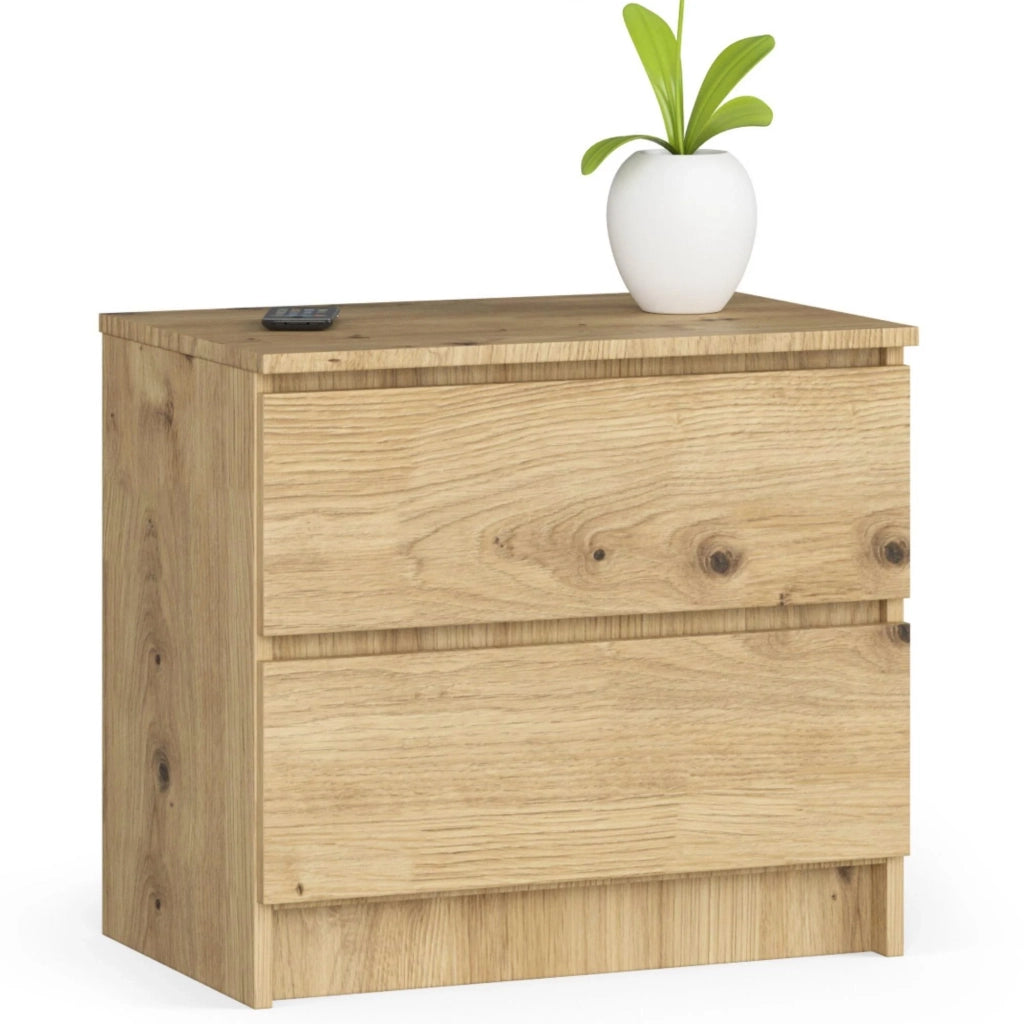 Comodino AKORD K60 Quercia Artisan 60 cm 2 cassetti 60x40x55 cm