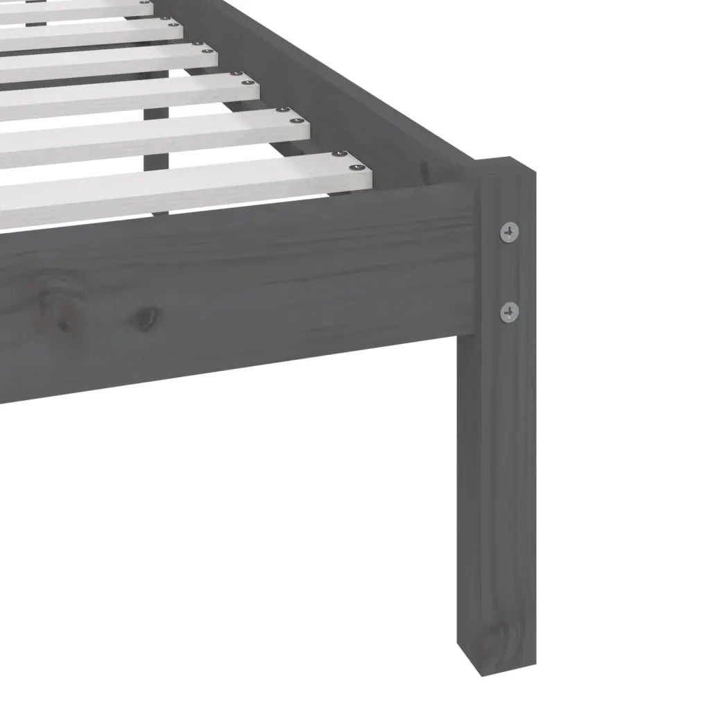 Giroletto-Struttura Letto Grigio in Legno Massello di Pino 200x200 cm 127259