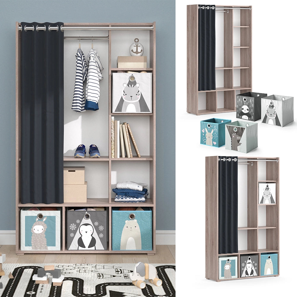 Vicco Guardaroba per bambini Sonoma 38 x 178.1 cm Con cassetti pieghevoli (grigio)