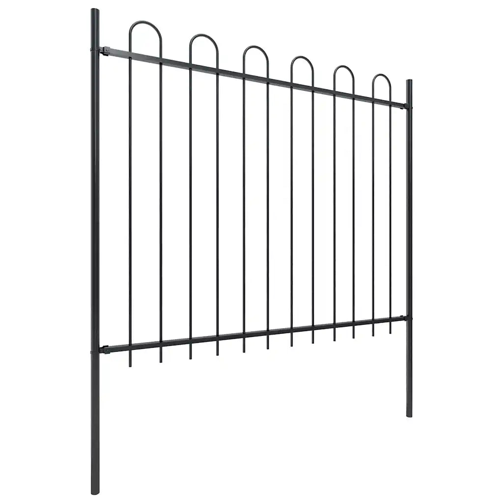 Recinzione da Giardino BOXTEL con Parte Superiore ad Anello in Acciaio 170x150 cm Nero 144932