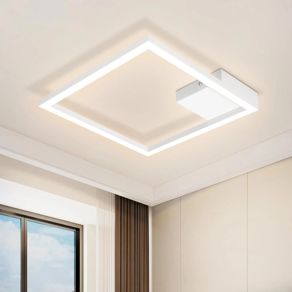 ZMH Lampada da soffitto plafoniera LED moderna quadrata bianca 3000K per soggiorno cucina