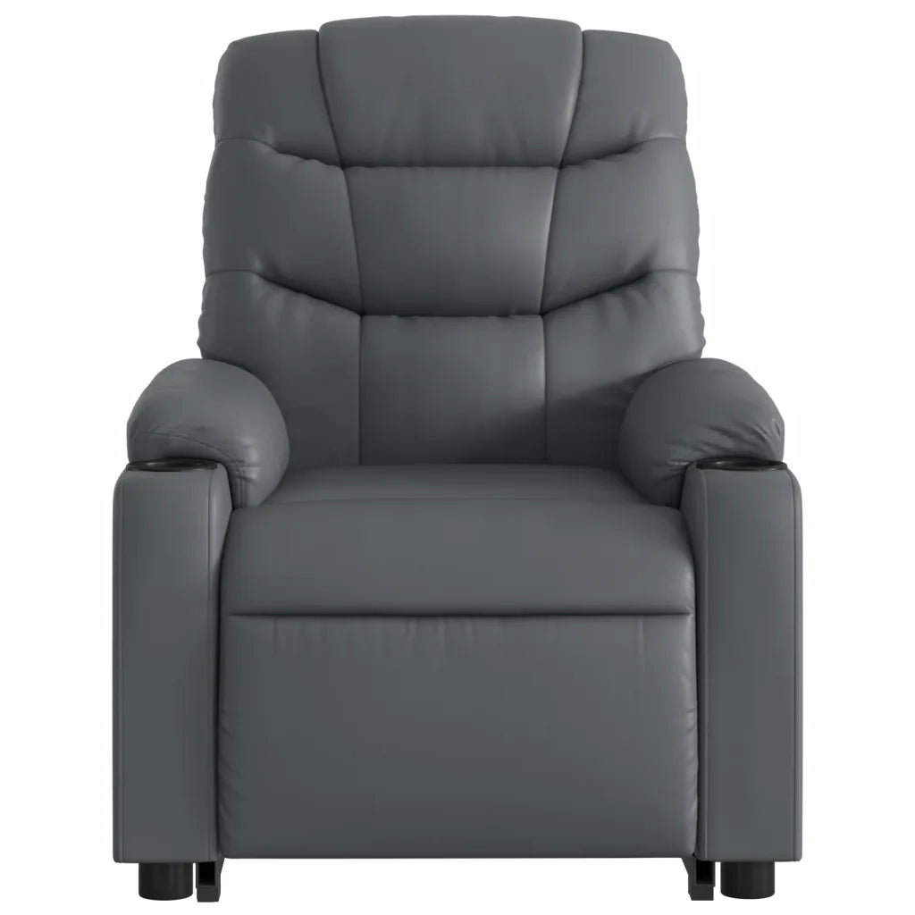 Poltrona | Sedia Relax Alzapersona Reclinabile Grigio in Similpelle