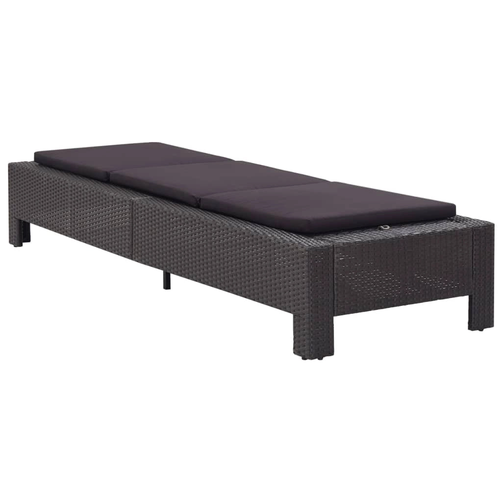 Lettino prendisole sedia a sdraio lettino prendisole con cuscino resina intrecciata nera 02_0012198