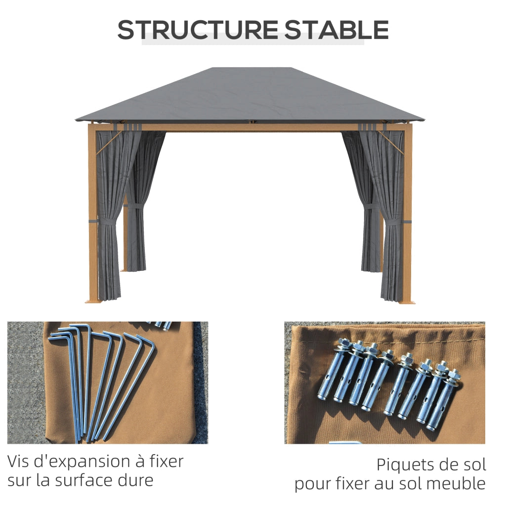 Tenda da giardino rettangolare con tende e copertura in poliestere ¨C Zephmum ¨C 4x3 m struttura in alluminio