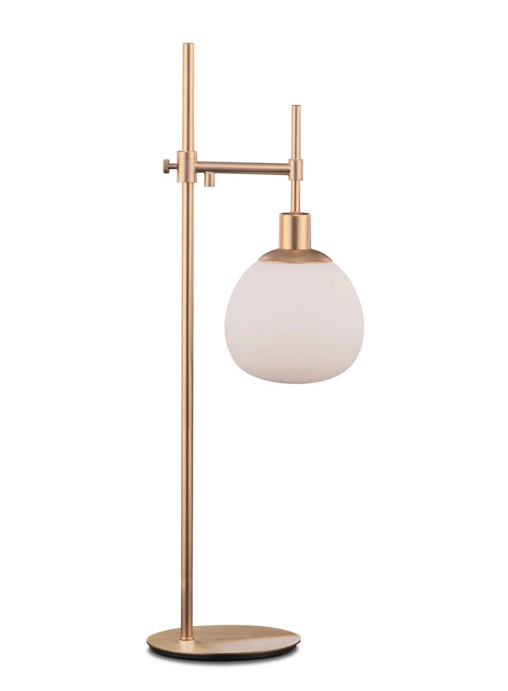 Maytoni Lampada da scrivania contemporanea Erich 1 luce E14 oro rosa metallo vetro diffusore bianco