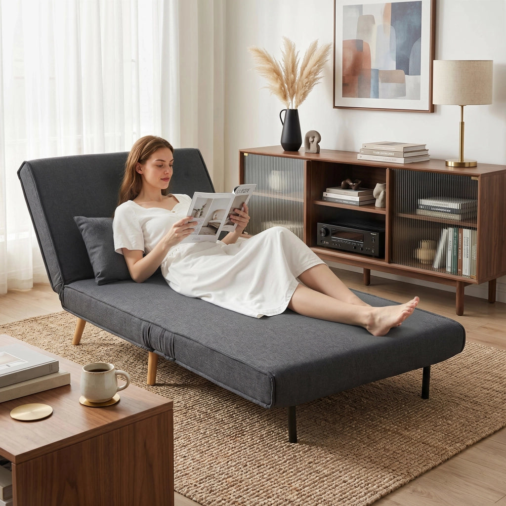 Poltrona letto reclinabile pieghevole ¨C Minimal ¨C grigio tessuto