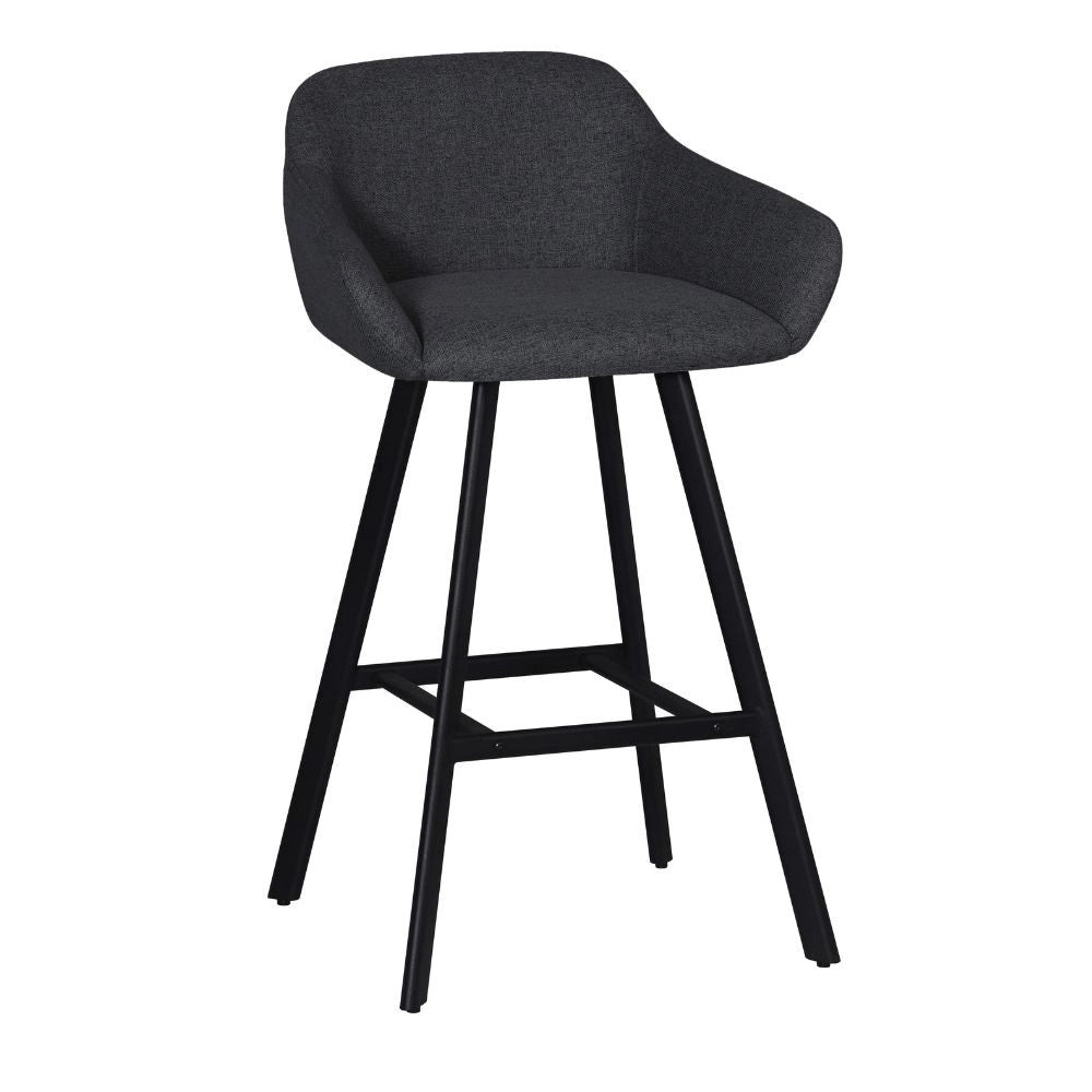Sgabello Mey grigio scuro con seduta imbottita e gambe in metallo nero – Eleganza e comfort per la zona snack