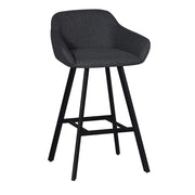 Sgabello Mey grigio scuro con seduta imbottita e gambe in metallo nero – Eleganza e comfort per la zona snack