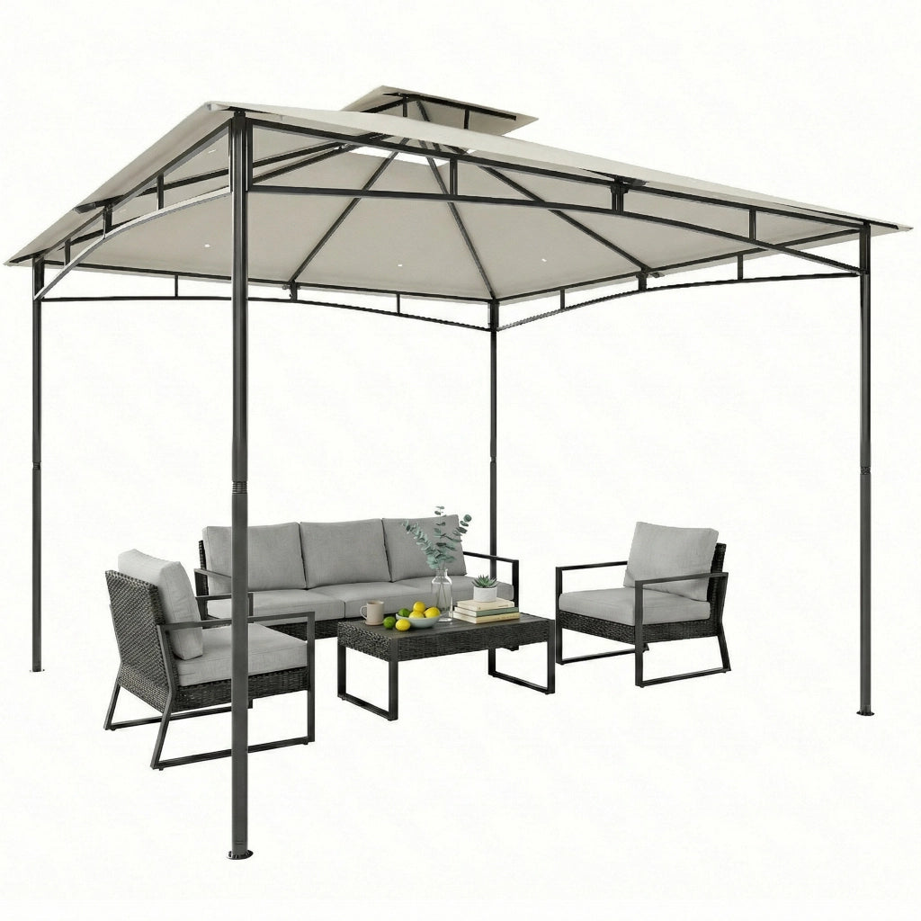 Gazebo da Giardino 3x3m ¨C zephmum ¨C Doppio Tetto Cremewei? Impermeabile