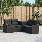 Set di divani 5 pz Nero Rattan sintetico e Acciaio 3447931