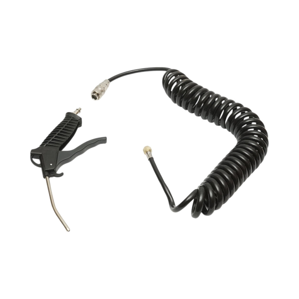 Pistola di soffiaggio ad aria compressa con ugello da 120 mm, tubo a spirale da 5 m e attacco rapido femmina da 1/4