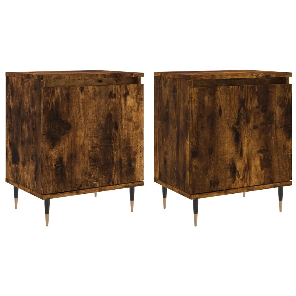 Comodini Rovere Fumo 2 pz-Set di 2 Tavolino da notte 40x30x50 cm in Legno Multistrato 574181