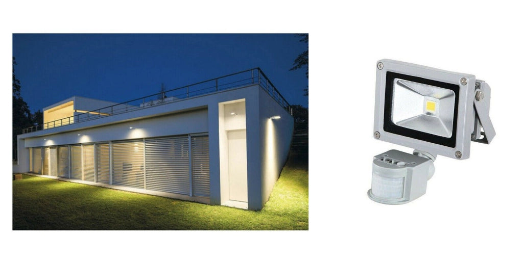 Faro LED 10W Faretto Slim Con Sensore Movimento Pir Crepuscolare ip65 - ZENCOCCO